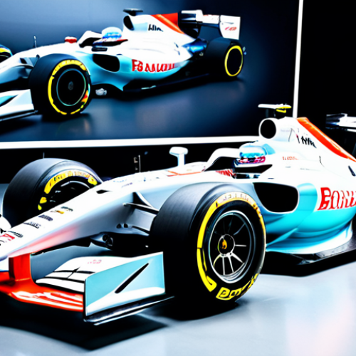 Home 27 A sleek, modern Formula 1 race car, designed with visible carbon fiber composites and lightweight alloys, parked in a high-tech automotive engineering studio. Large screens in the background display abstract schematics of advanced materials and aerodynamic simulations. Professional photography, high detail, sharp focus, vibrant colors, studio lighting. safe for work, appropriate content, fully clothed, professional, perfect anatomy, correct proportions, natural pose, well-formed hands, proper finger count, natural body proportions.