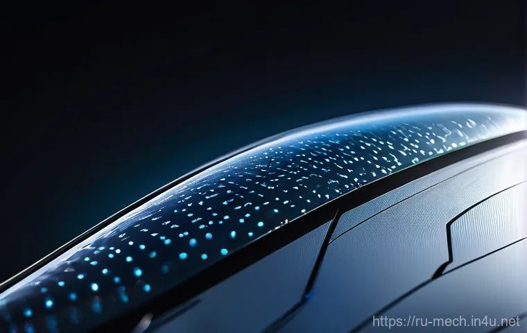 기계공학 항공기설계 - **Prompt:** A close-up, highly detailed shot of a futuristic aircraft's metallic-composite outer ski...