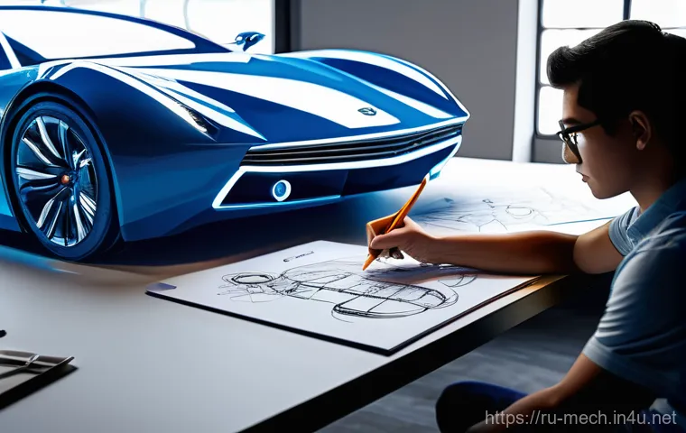 기계공학 자동차모델링 - **Prompt for "Conceptual Design: From Pencil to Pixel"**
    "A talented car designer, male or femal...