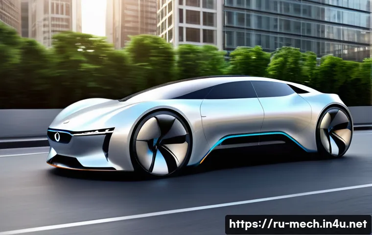 기계공학 차량공학 - A futuristic electric car concept showcasing a sleek, aerodynamic design with smooth flowing lines a...