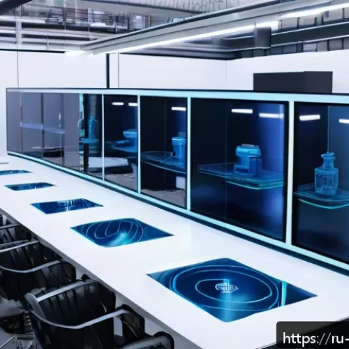 기계공학 3D프린팅기술 - A futuristic industrial design studio showcasing advanced 3D printing technology in action, with eng...